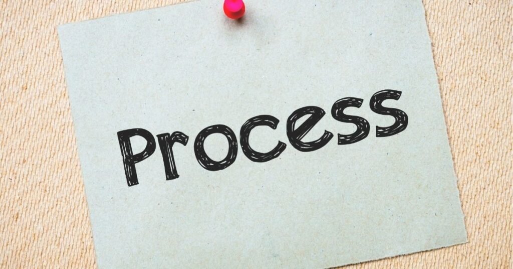 blue paper with the word process written on it